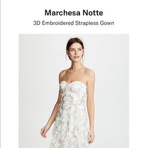 Marchesa Notte 3D Embroidered Strapless Gown